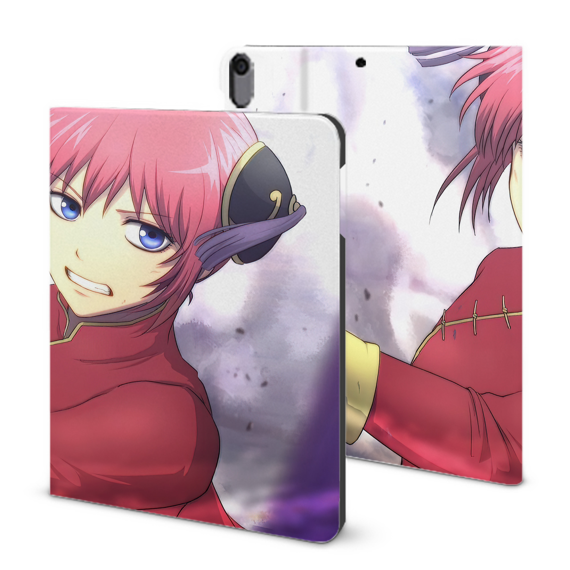 ぎんたま 坂田銀時（さかたぎんとき） 神楽 志村新八（しむら しんぱち） GINTAMA Sakata Gintoki Kagura Shimura Shinpachi IPad ケース ブック型 PUレザー TPU 耐衝撃 軽量 薄型 ペン収納なし 全面保護 IPad 各モデル対応